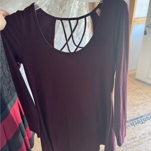 Mudd Deep Red Long Sleeve Top with Back Detail